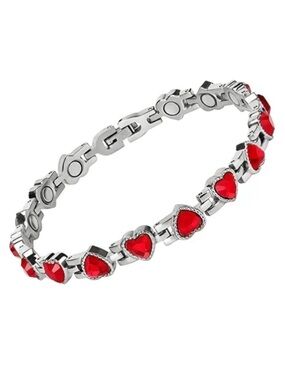 Magnetic Red Heart Silver Toned Bracelet